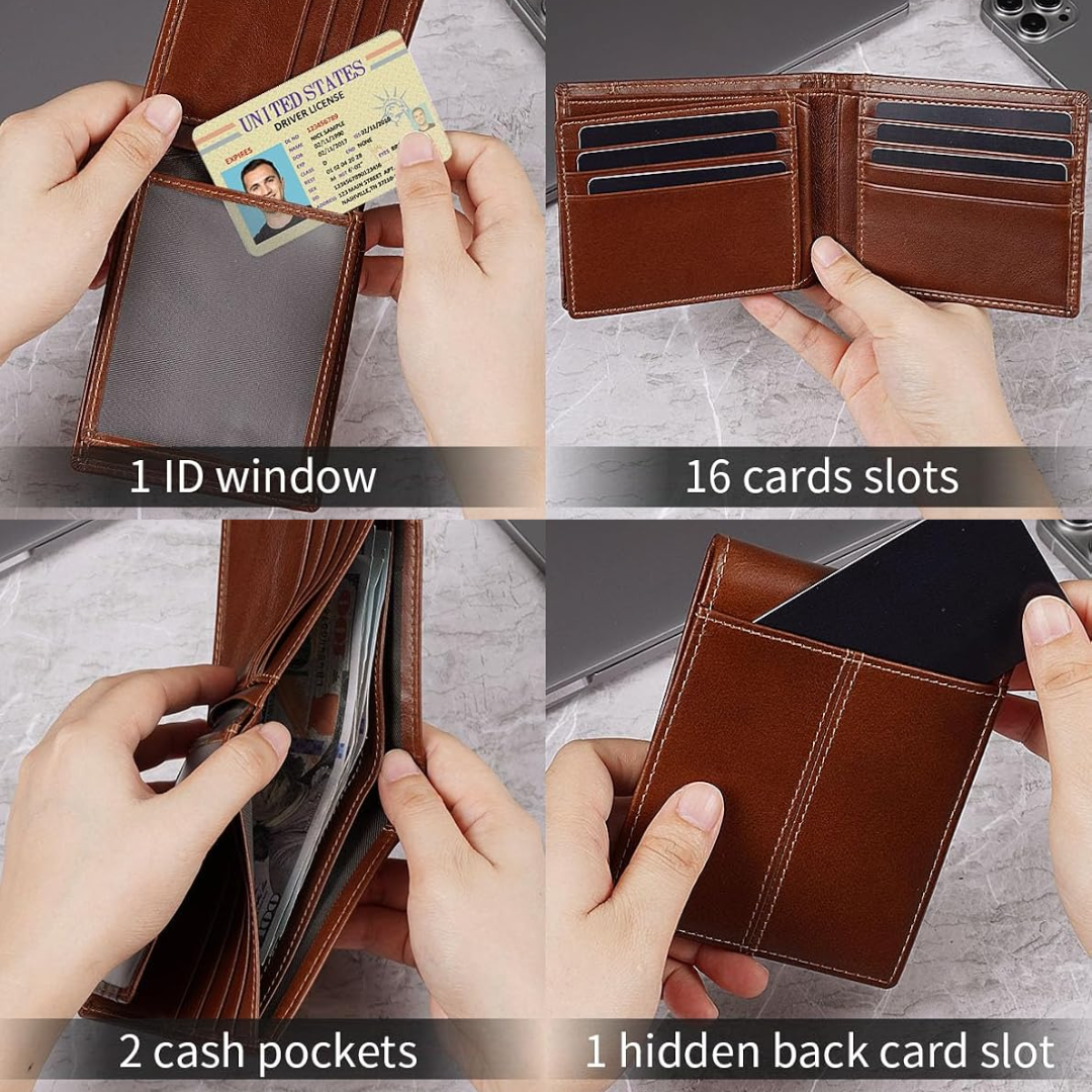 Premium RFID-blokkerende leren bifold portemonnee voor mannen - SlimArmor