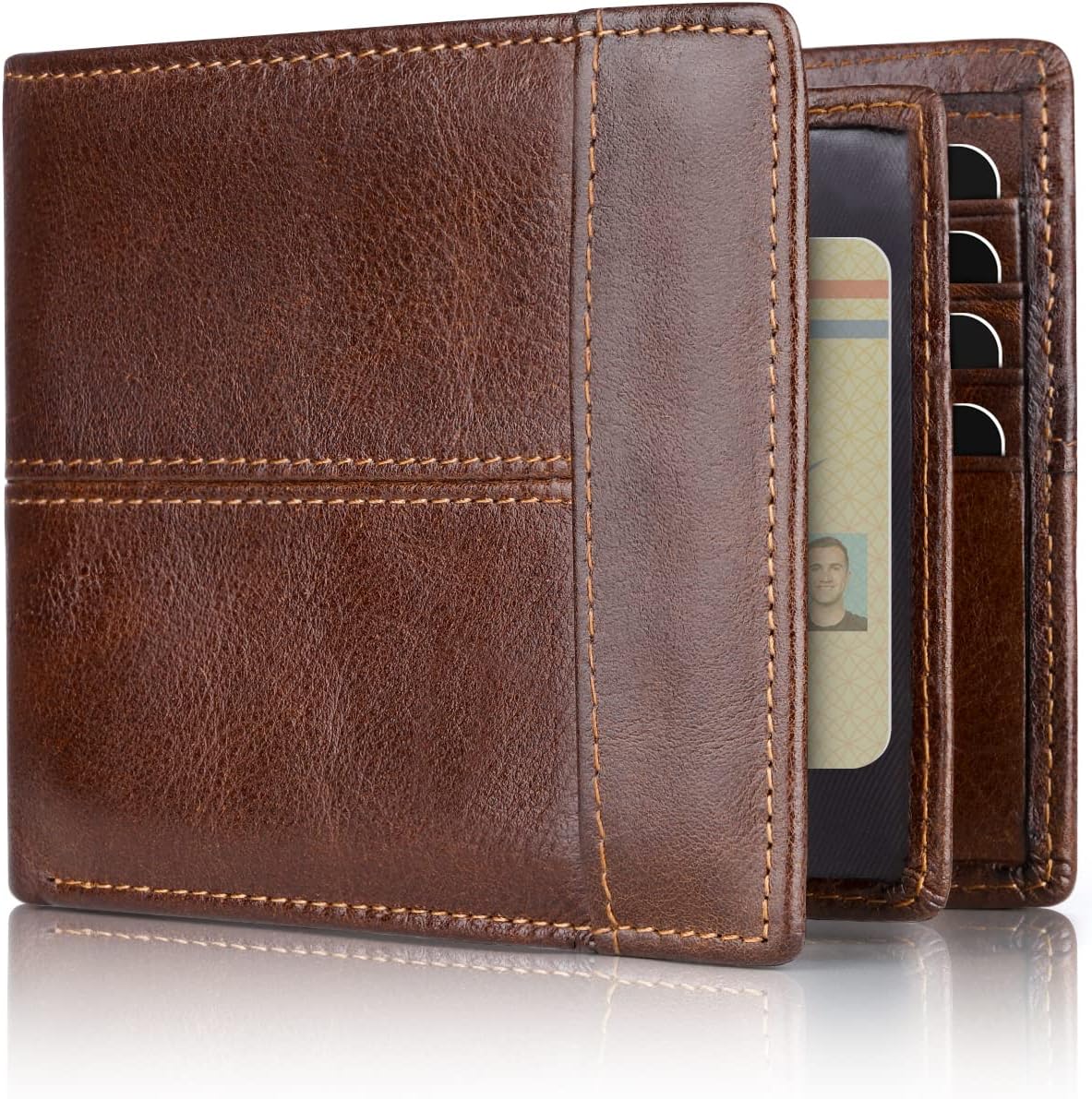 Premium RFID-blokkerende leren bifold portemonnee voor mannen - SlimArmor