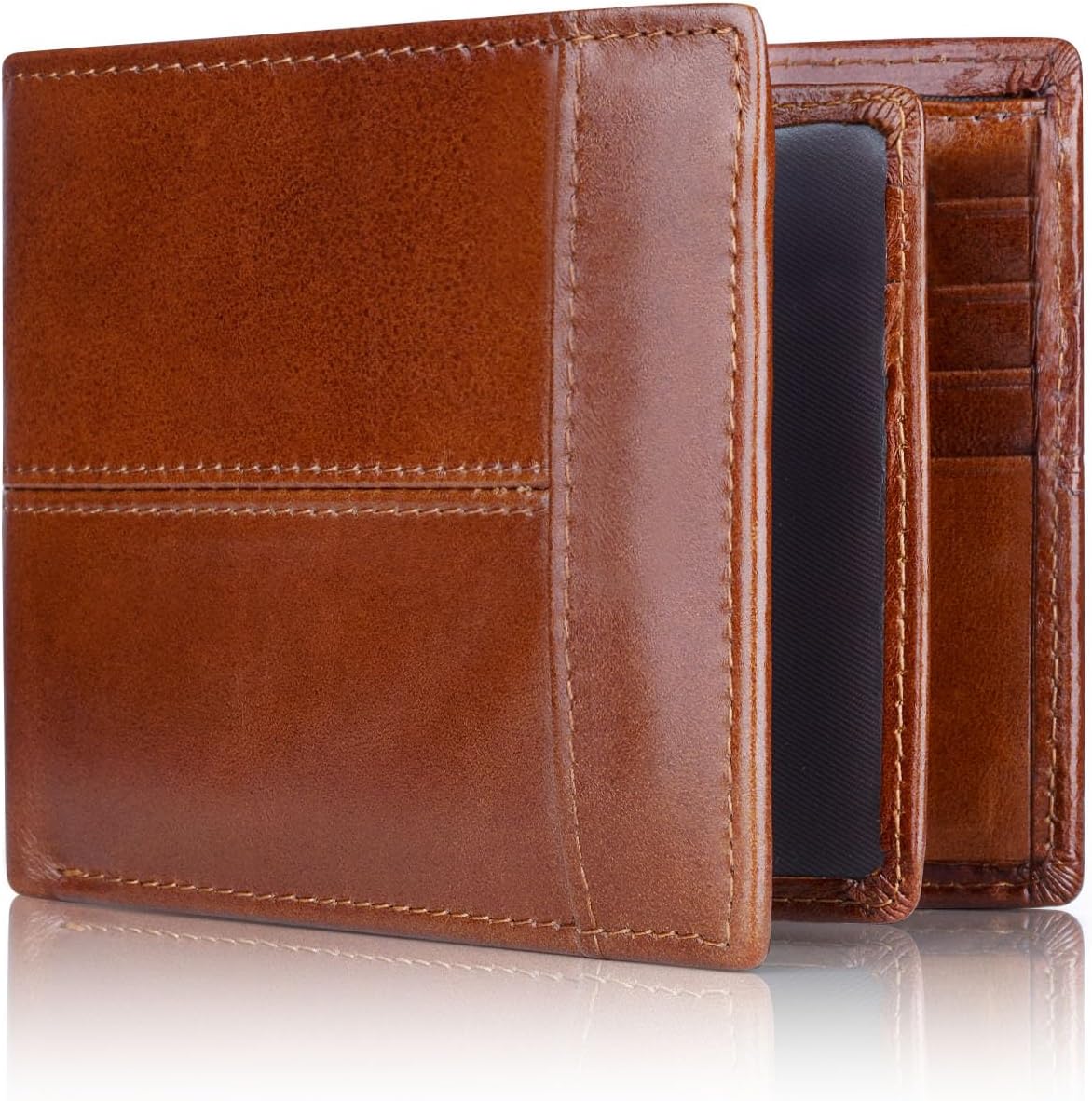 Premium RFID-blokkerende leren bifold portemonnee voor mannen - SlimArmor