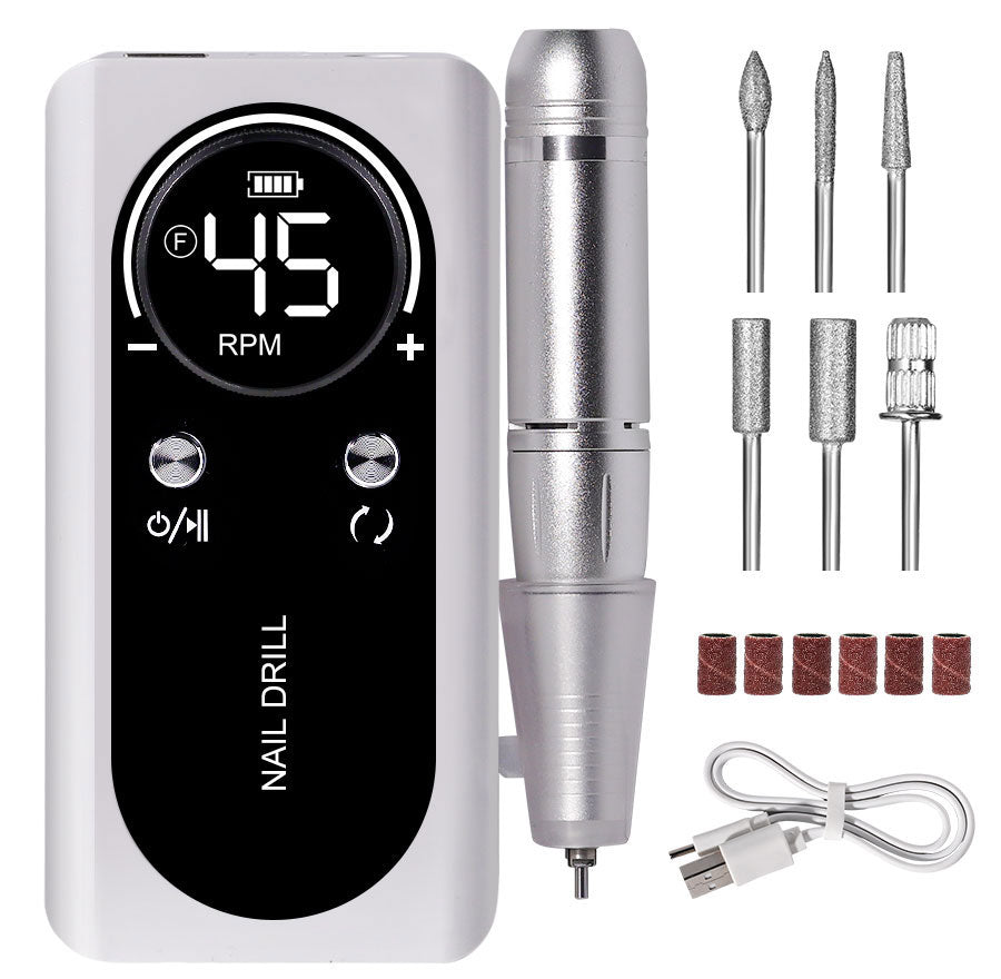 PROFESSIONELE 45000RPM DRAAGBARE ELEKTRISCHE VINGERNAILFILE MET OPLAADBARE BATTERIJ | LAAG GELUIDSNIVEAU VOOR MANICURE