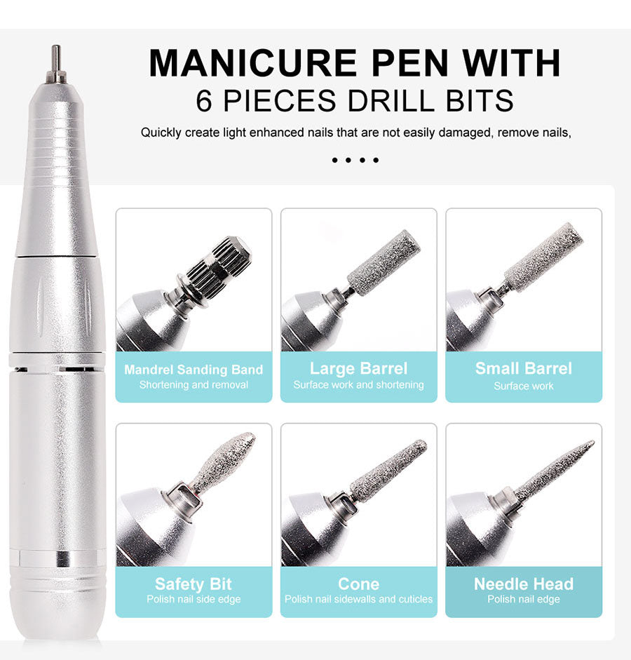 PROFESSIONELE 45000RPM DRAAGBARE ELEKTRISCHE VINGERNAILFILE MET OPLAADBARE BATTERIJ | LAAG GELUIDSNIVEAU VOOR MANICURE