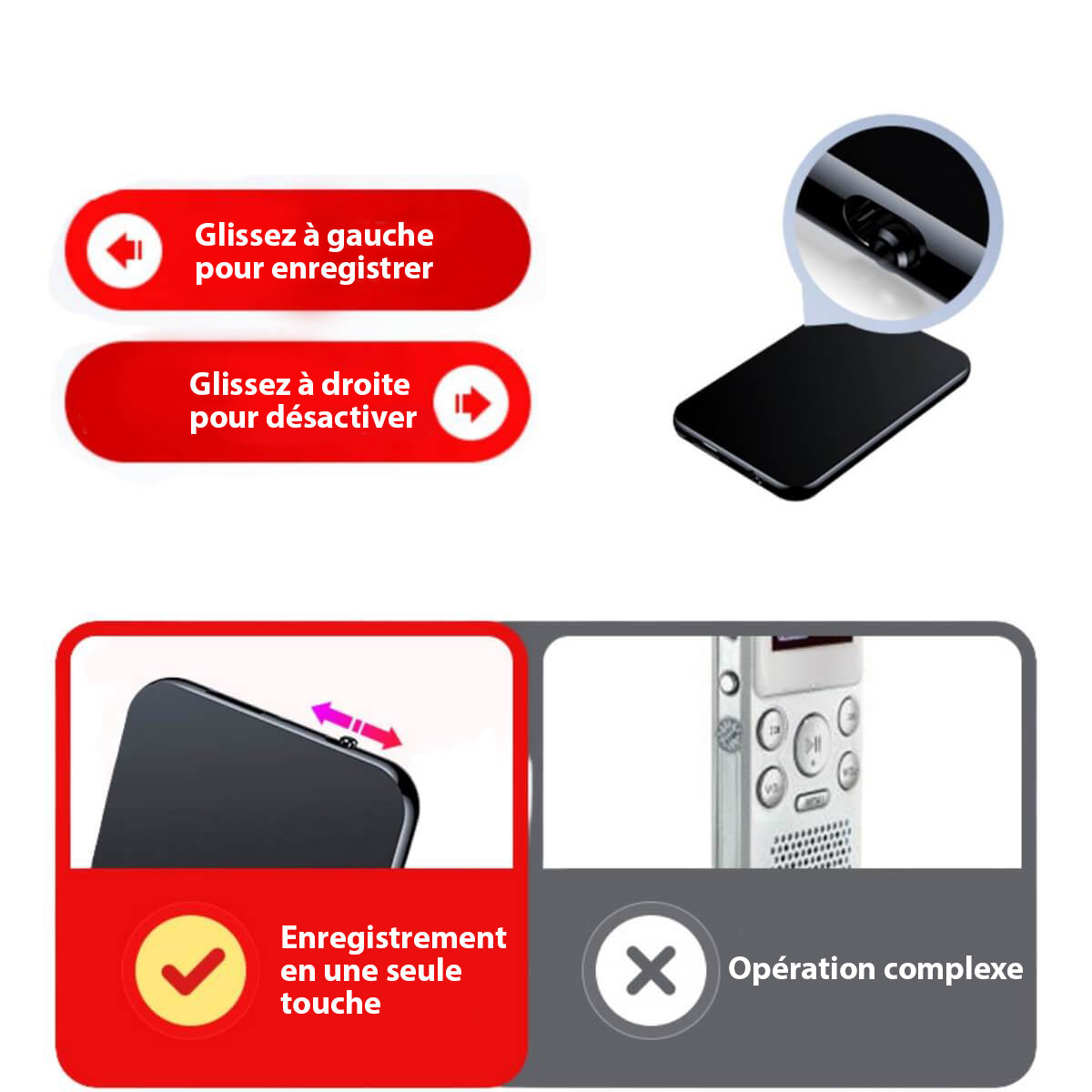 Professionele Ultra-Dunne Mini Spion Voice Recorder