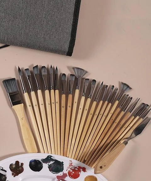 Professionele Verfkwasten met Natuurlijke Houten Handvatten Set