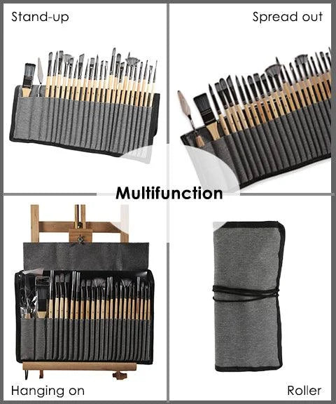 Professionele Verfkwasten met Natuurlijke Houten Handvatten Set