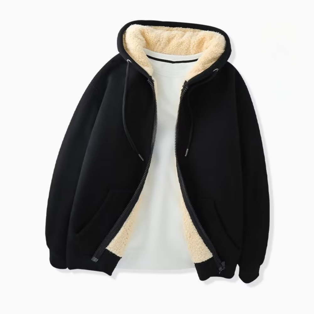 Regular-fit capuchonvest met rits — Gevoerde binnenkant, slank silhouet