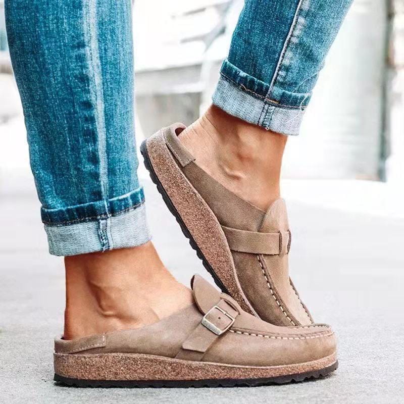 Retro Suède Instap Sandalen met Orthopedisch Comfort - Solenza