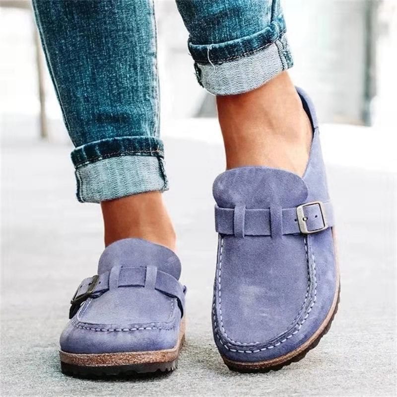 Retro Suède Instap Sandalen met Orthopedisch Comfort - Solenza