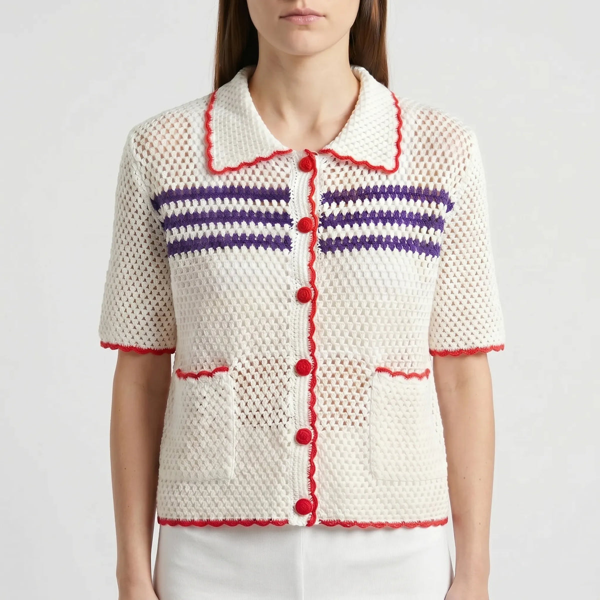 Retro vest met korte mouwen voor dames – Luchtige zomertop
