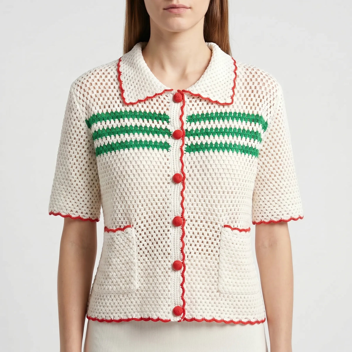 Retro vest met korte mouwen voor dames – Luchtige zomertop