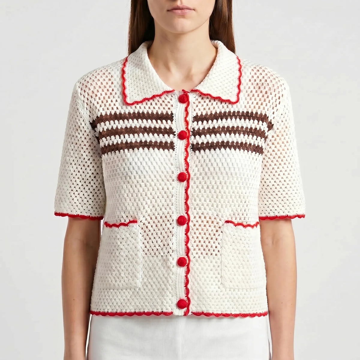 Retro vest met korte mouwen voor dames – Luchtige zomertop
