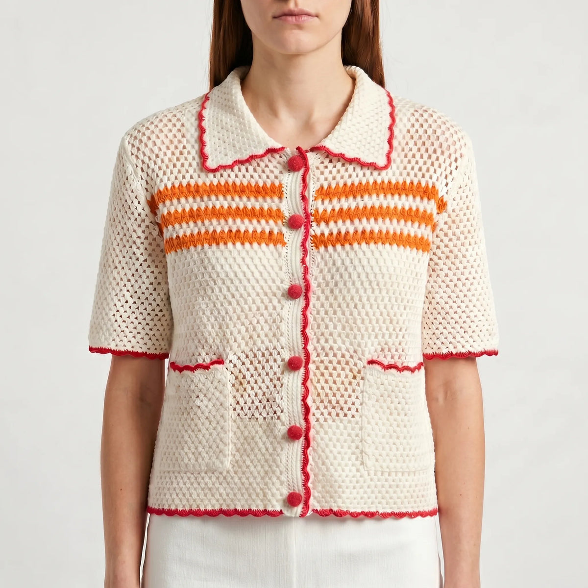 Retro vest met korte mouwen voor dames – Luchtige zomertop