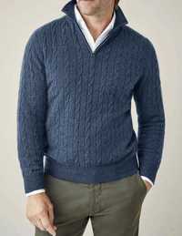 Ritskraagpullover met kabelpatroon en verstelbare warmte