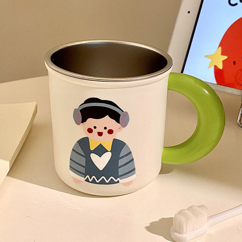 Roestvrijstalen koffiemok met vrolijk kinderdesign