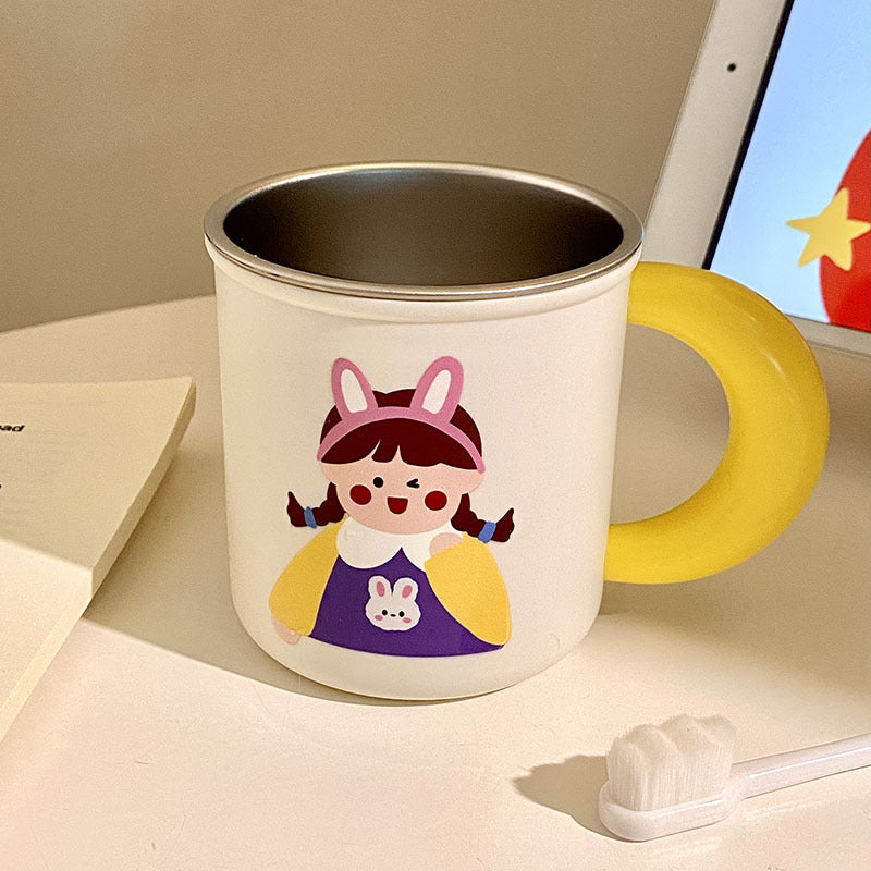 Roestvrijstalen koffiemok met vrolijk kinderdesign