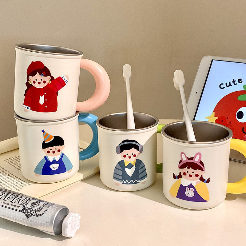 Roestvrijstalen koffiemok met vrolijk kinderdesign