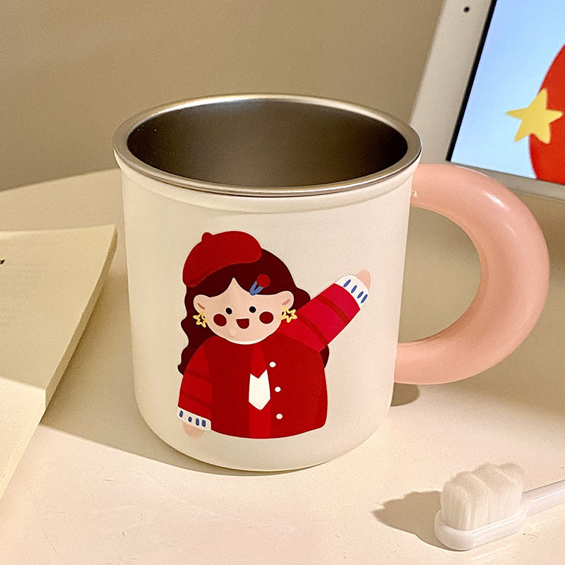 Roestvrijstalen koffiemok met vrolijk kinderdesign