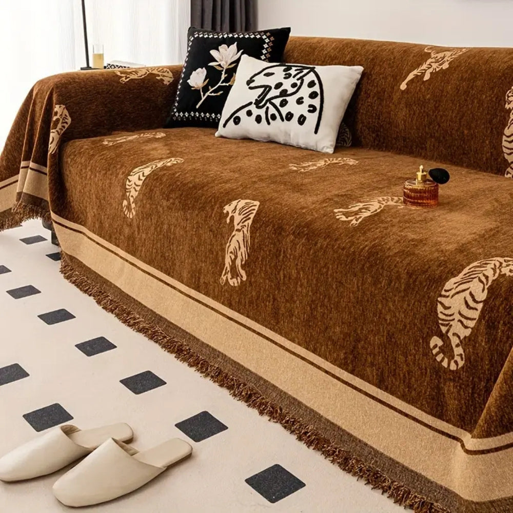 Safari Tijger Chenille Bankhoes