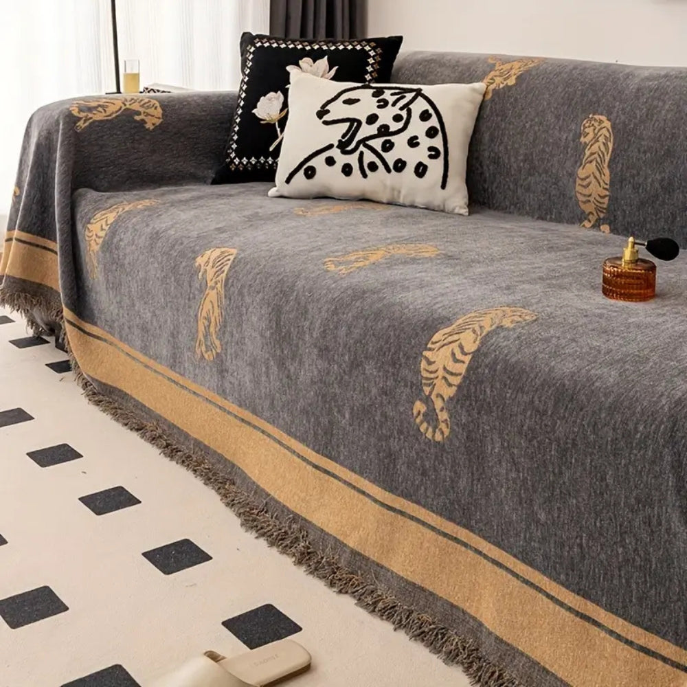 Safari Tijger Chenille Bankhoes