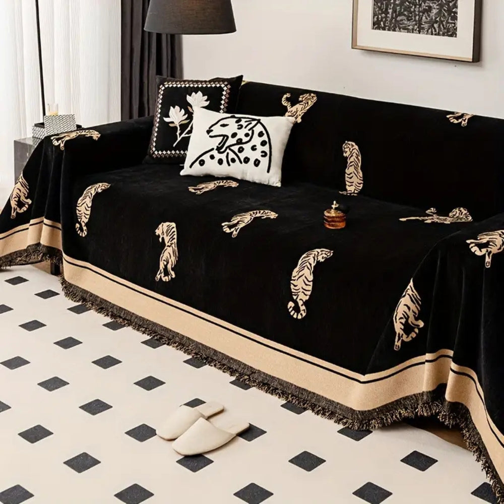 Safari Tijger Chenille Bankhoes