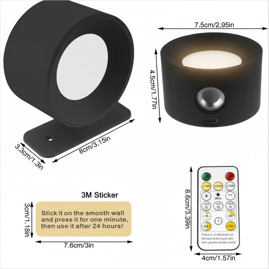 SCANDIGLOW – Draadloze Nordic Wandlamp met Afstandsbediening