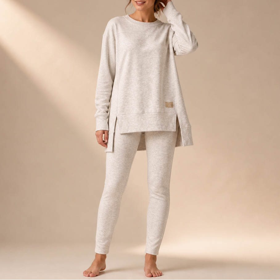 Set van top met splitmouwen en broek