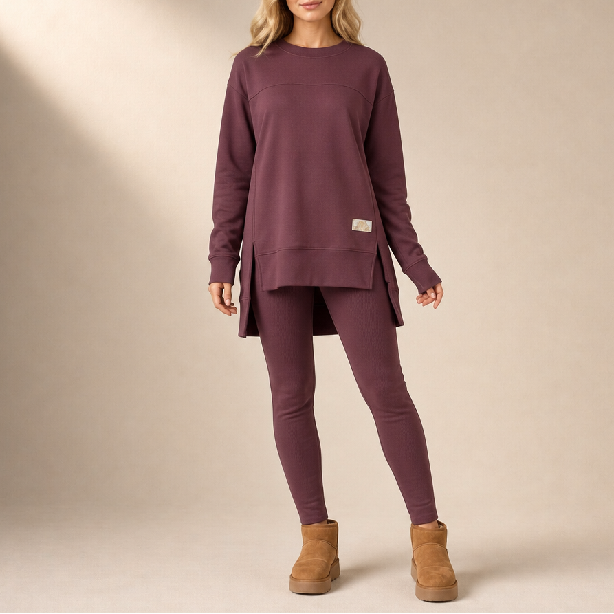 Set van top met splitmouwen en broek