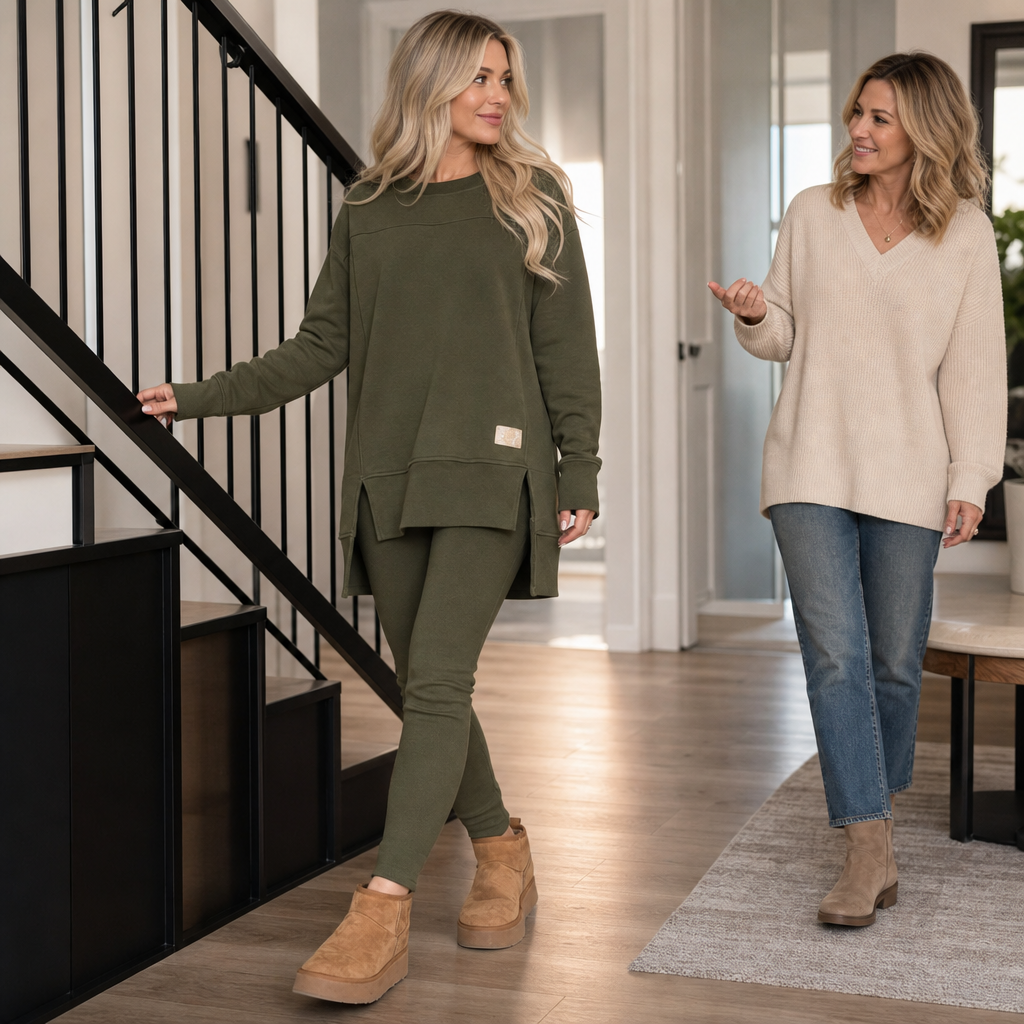 Set van top met splitmouwen en broek