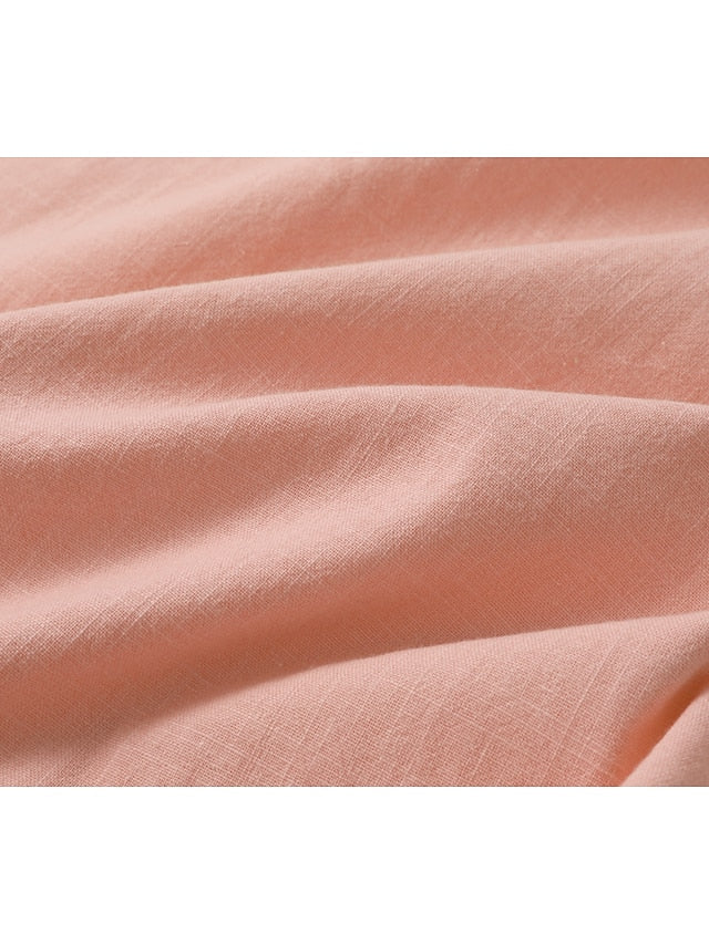 Silas Heren Linnen Shirt - Ademend Zomer Shirt met Henley Kraag en Korte Mouwen