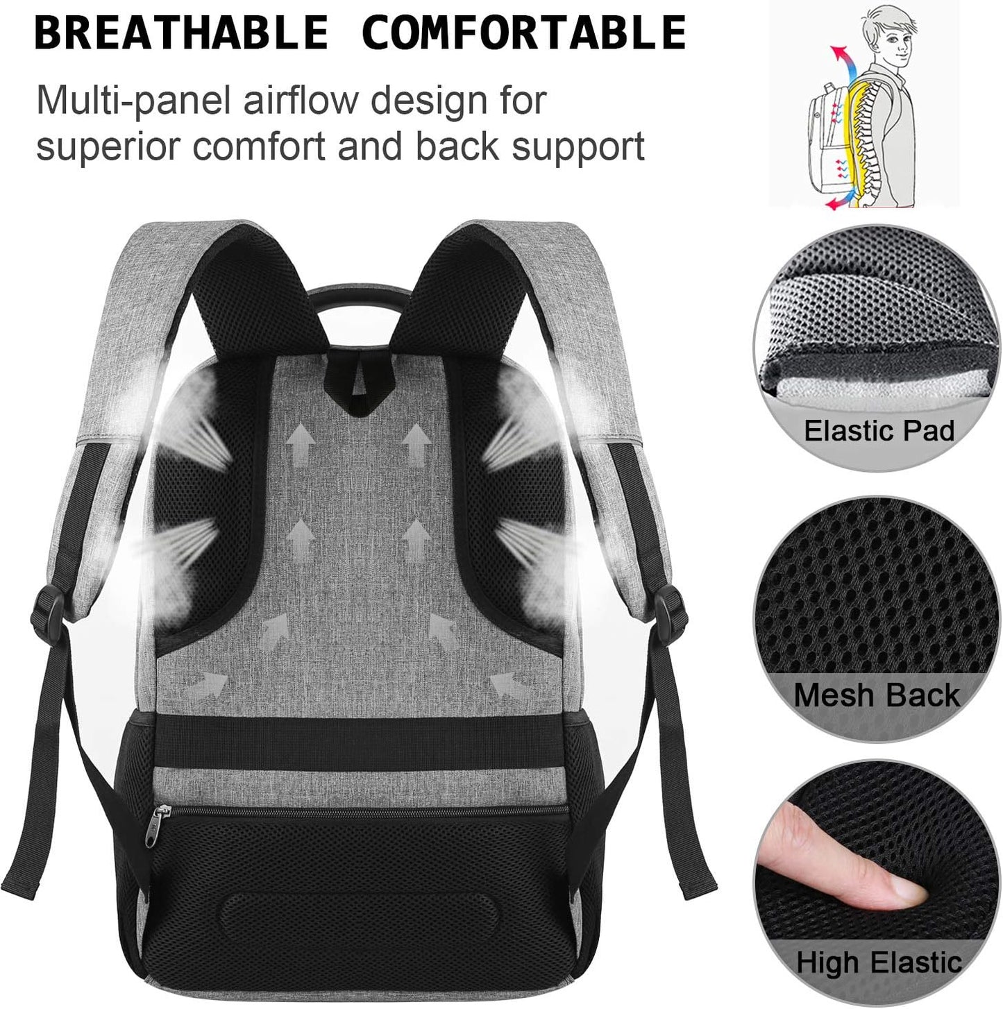Slim Anti-Diefstal Laptop Rugzak met USB Oplaadpoort
