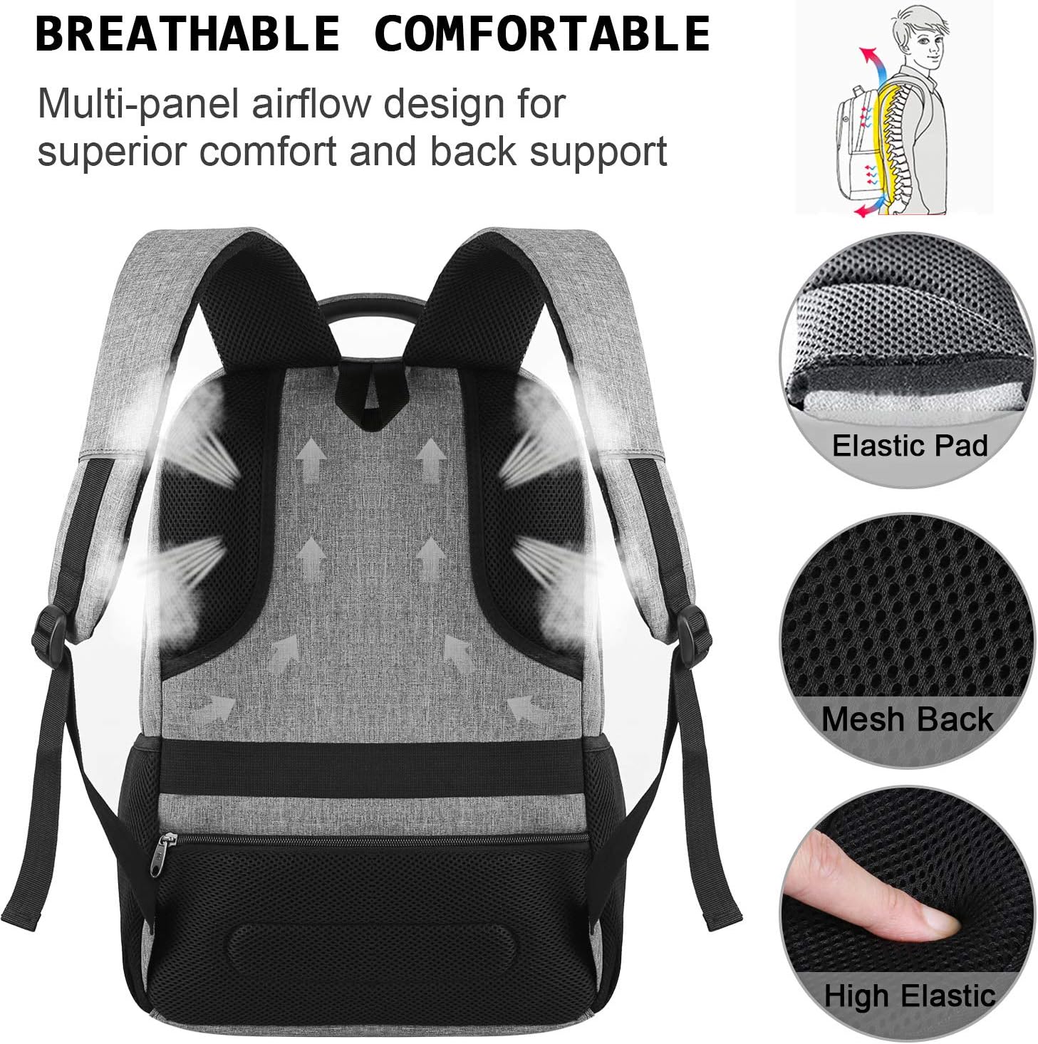 Slim Anti-Diefstal Laptop Rugzak met USB Oplaadpoort