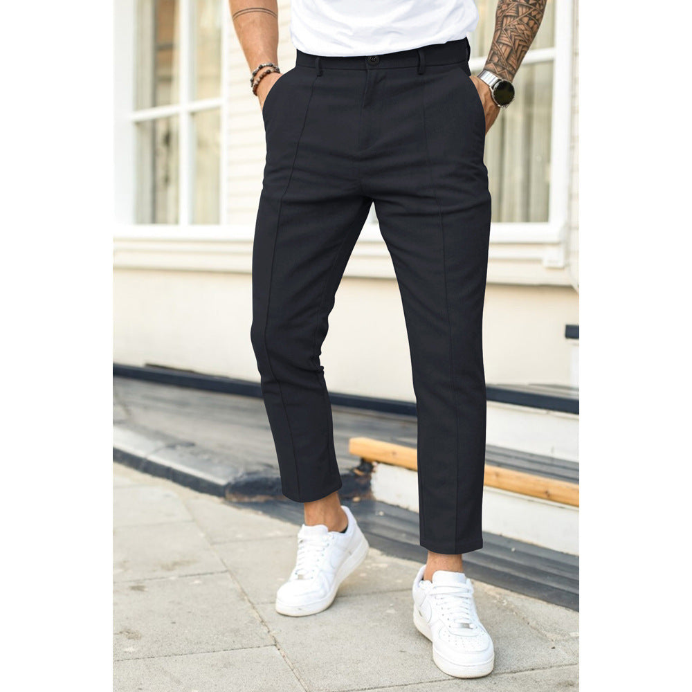Slim Fit Broek met Voorzakken en Knopsluiting