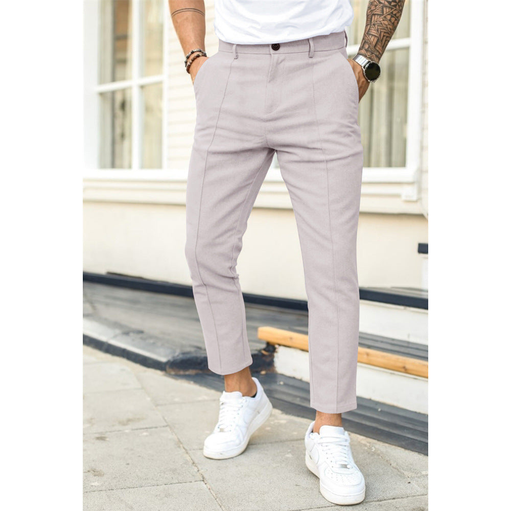 Slim Fit Broek met Voorzakken en Knopsluiting