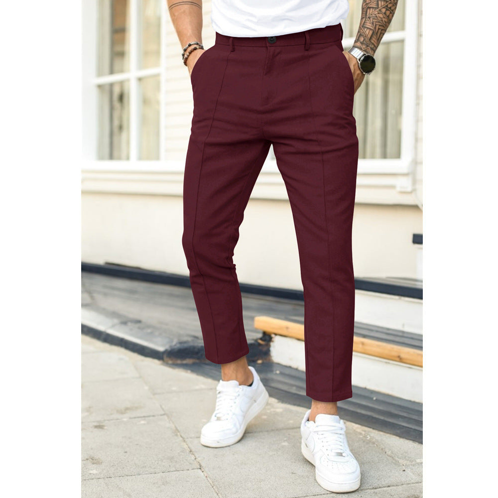 Slim Fit Broek met Voorzakken en Knopsluiting