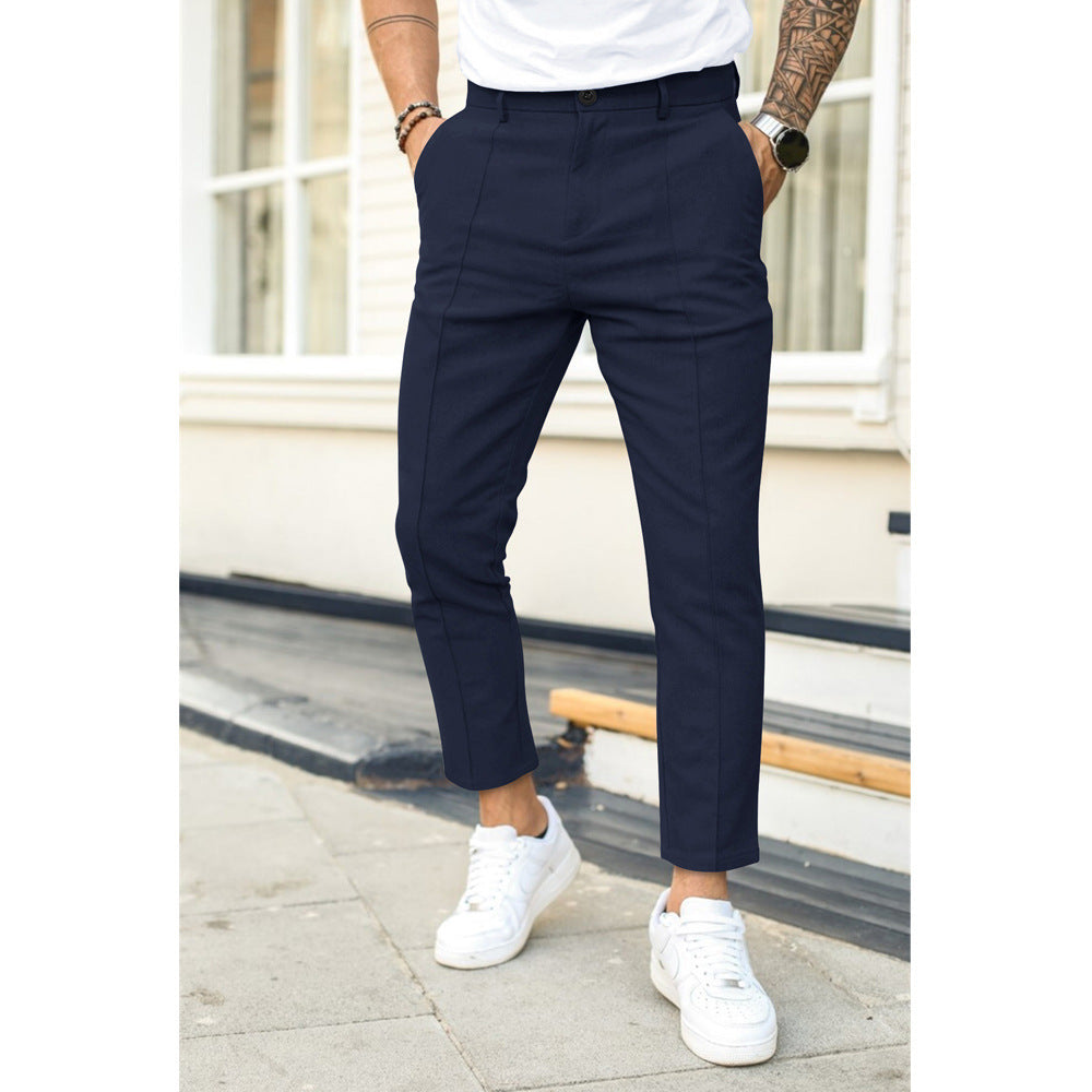 Slim Fit Broek met Voorzakken en Knopsluiting