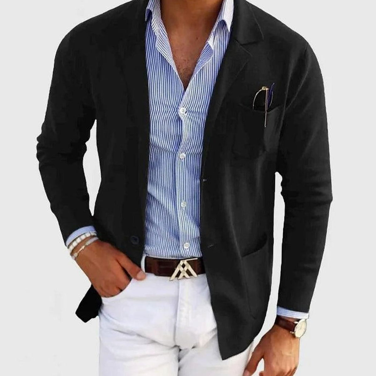 Slim fit herencolbert met reverskraag en knoopsluiting