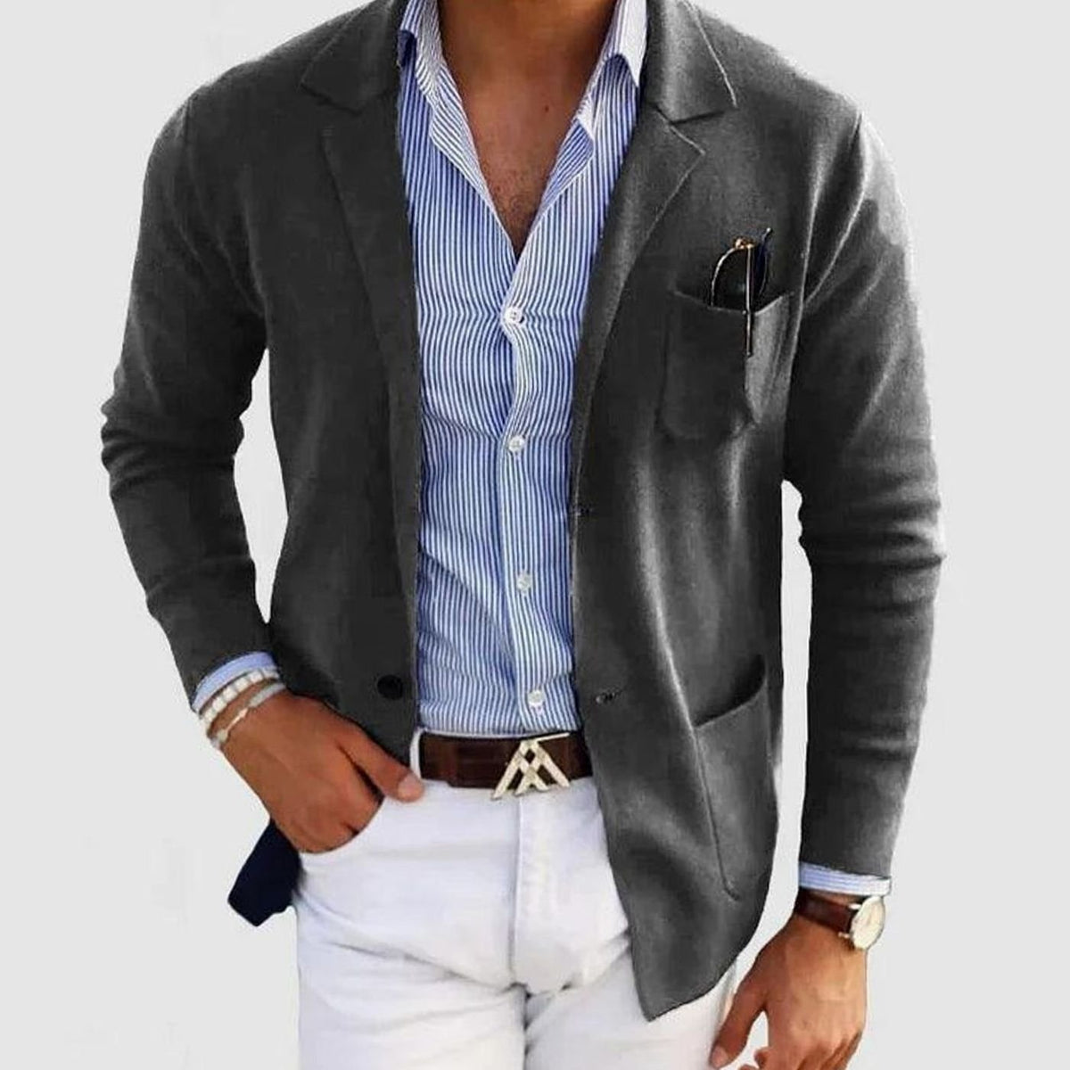 Slim fit herencolbert met reverskraag en knoopsluiting