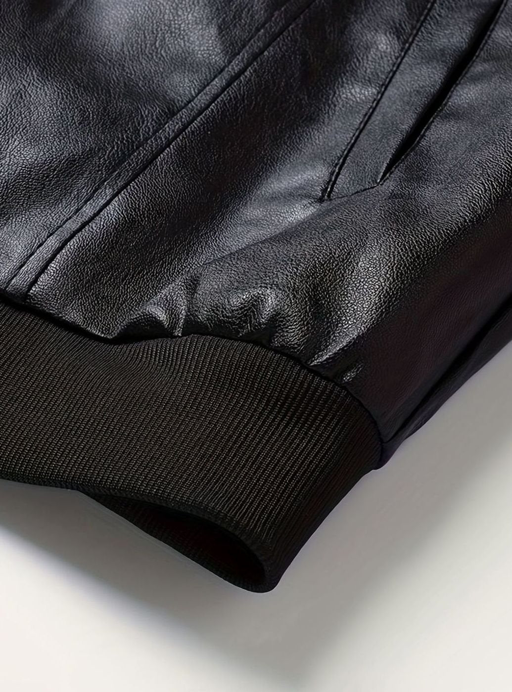Slim-fit imitatieleren bomberjack met ritssluiting voor heren