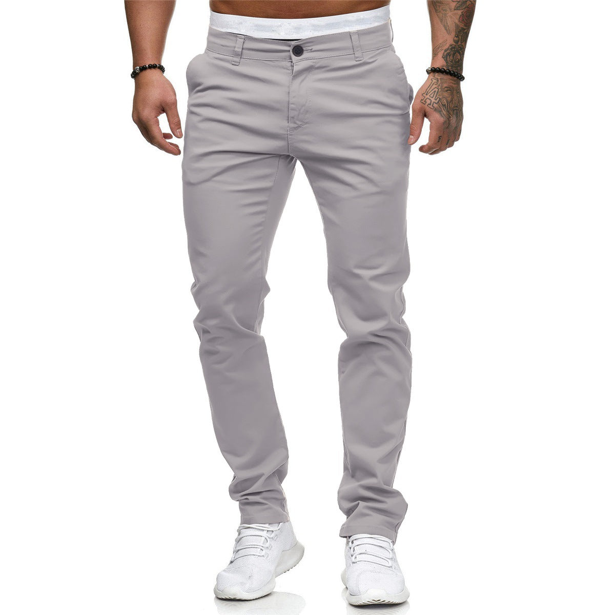 Slim-fit katoenen stretchchino voor heren met een normale taille en comfortabele tailleband