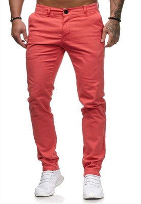 Slim-fit katoenen stretchchino voor heren met een normale taille en comfortabele tailleband