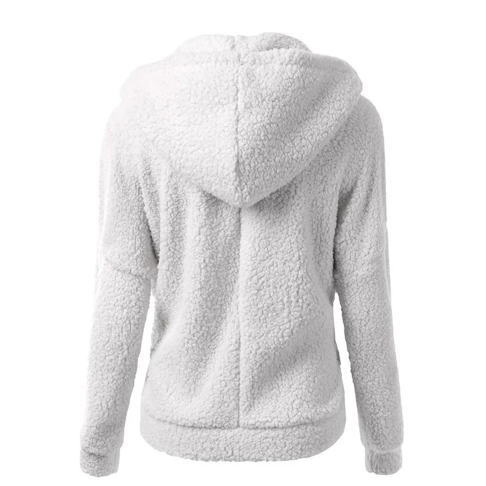 Stijlvolle fleece winterjas voor dames met capuchon en ritssluiting