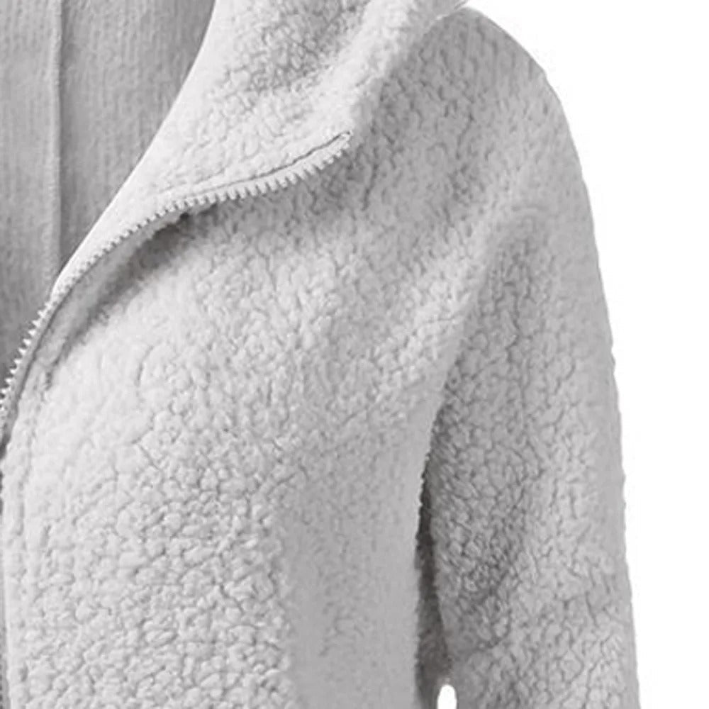 Stijlvolle fleece winterjas voor dames met capuchon en ritssluiting