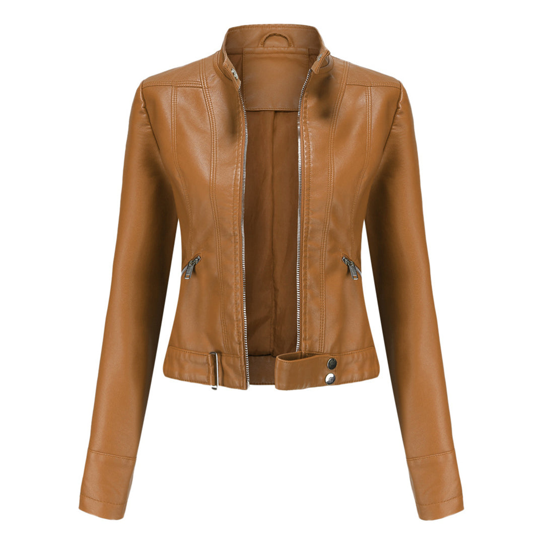 Stijlvolle leren damesjas met klassiek design