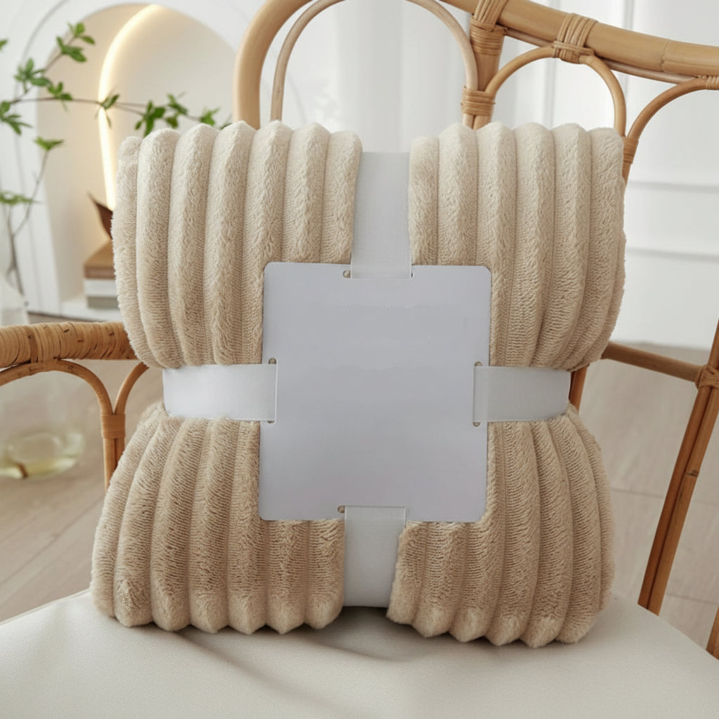 STRIPEWARM – Brede Flanellen Fleece Deken met Streep Patroon