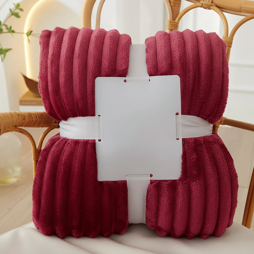 STRIPEWARM – Brede Flanellen Fleece Deken met Streep Patroon