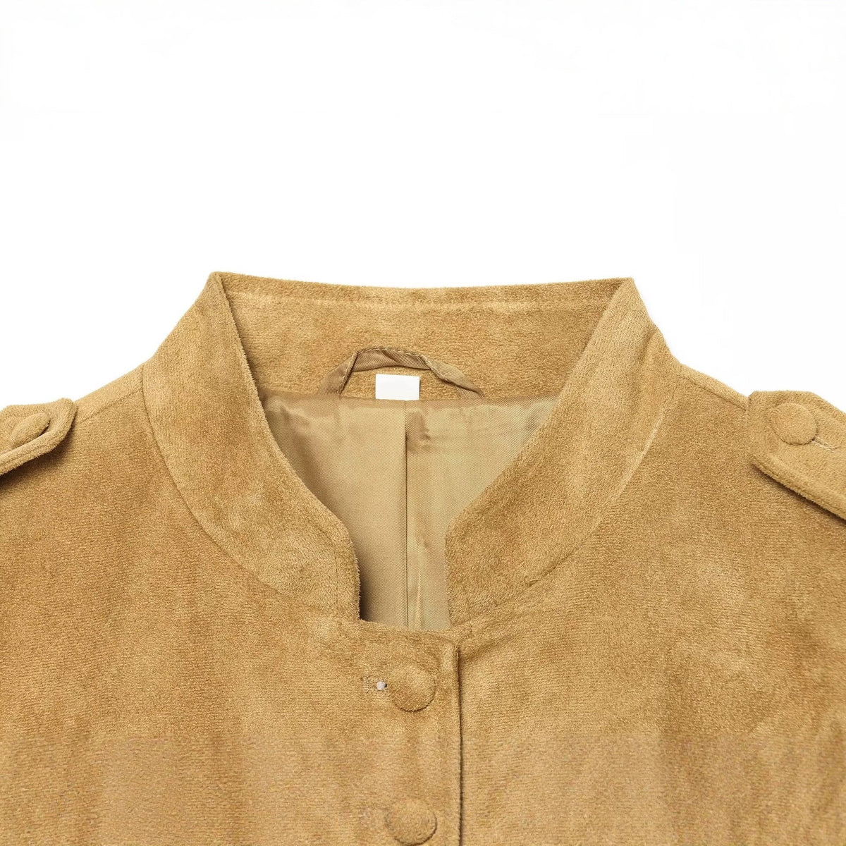 Suède damesjack in militaire stijl met opstaande kraag