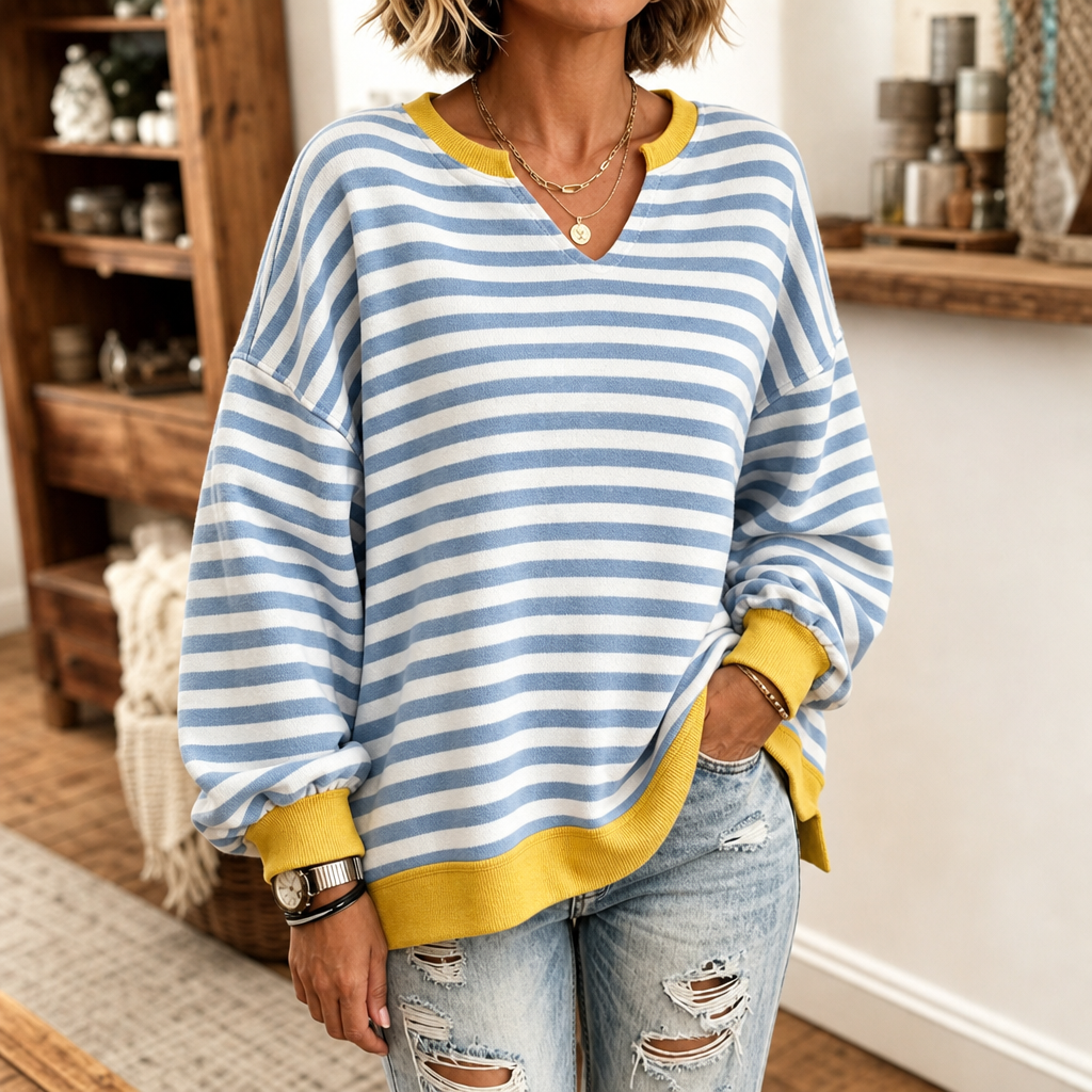 Sweatshirt met verlaagde schouders, pofmouwen en zijsplitten