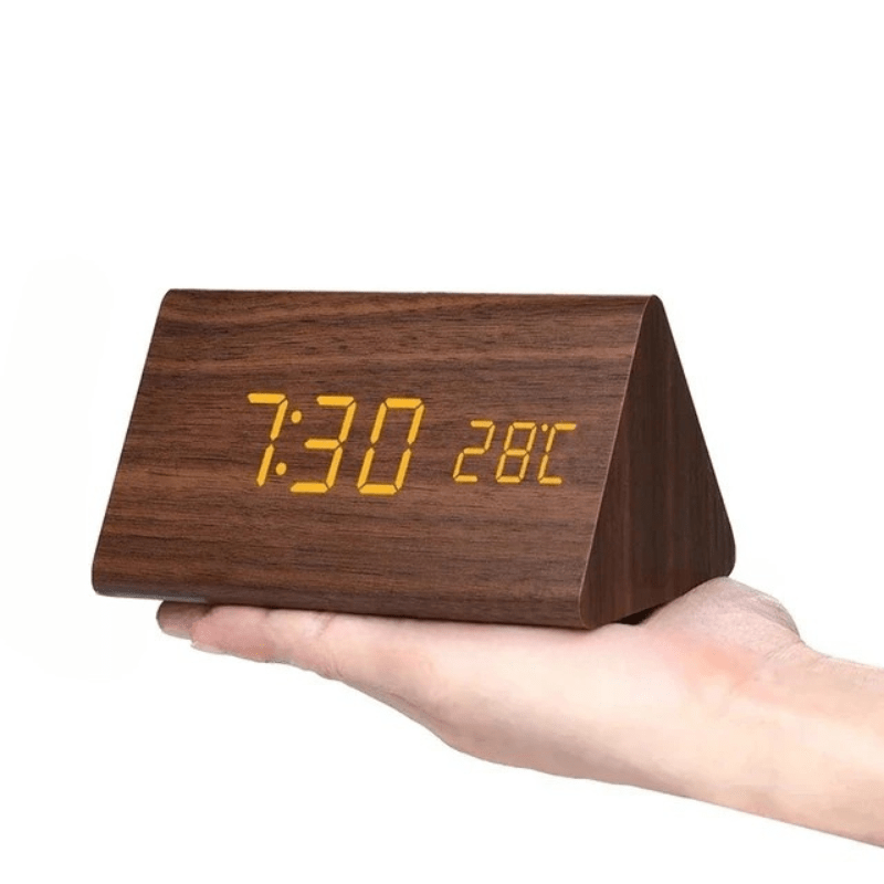 TIMBERGLOW LED Alarmklok – Digitaal & Stijlvol in Natuurlijk Houten Ontwerp