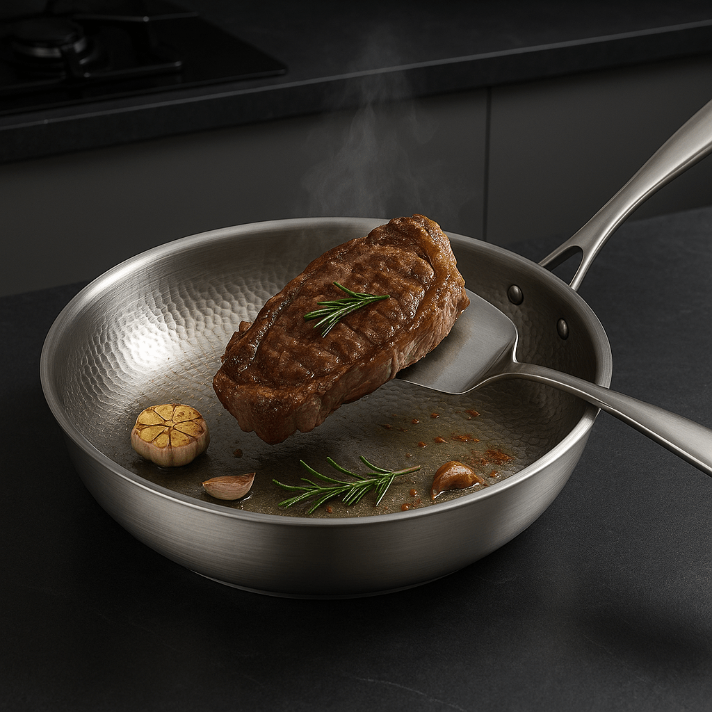 TITAN-PREMIUM PAN - Hoogwaardige titanium pan zonder coating voor alle kookplaten