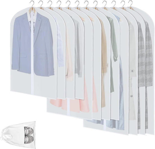Transparante PEVA Kledingopbergzakken – 12 Pack Stofdichte Kledingbeschermers