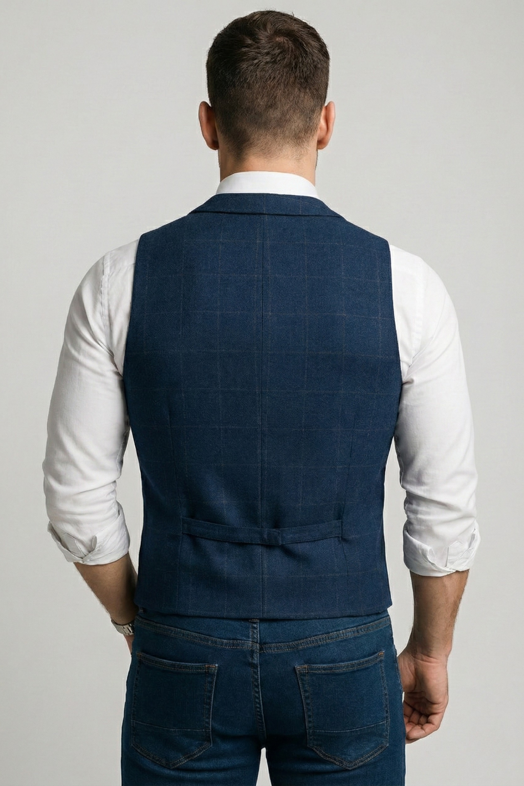 Tweed herengilet met V-hals